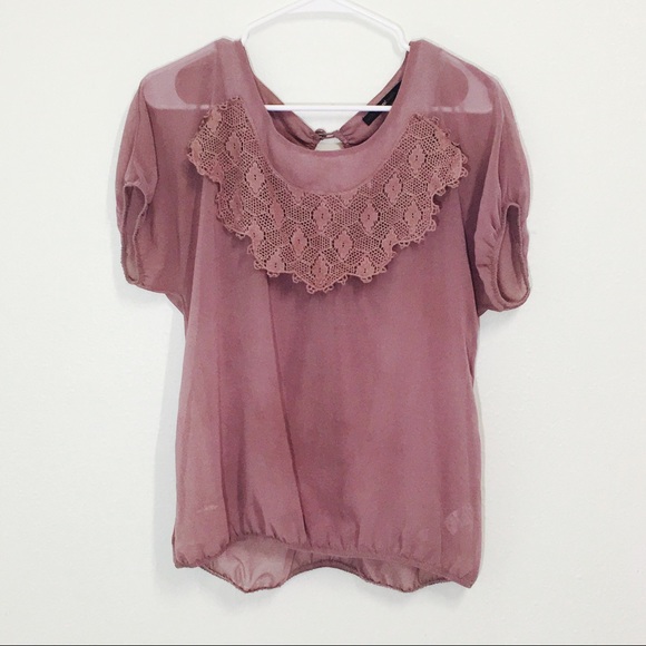 Mauve Lace Keyhole Back  Blouse! - Picture 1 of 8